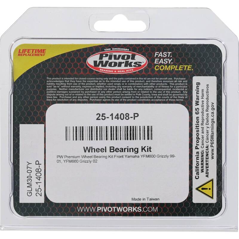 Pivot Works Premium Wheel Bearing Kit Part #25-1408-P for Powersports Vehicles