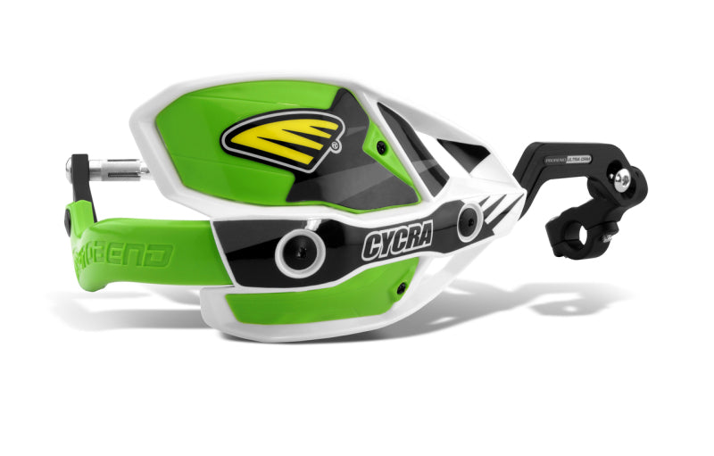Cycra CRM Ultra 1-1/8 inch Clamp with White Shield and Green Cover for Powersports Handguards