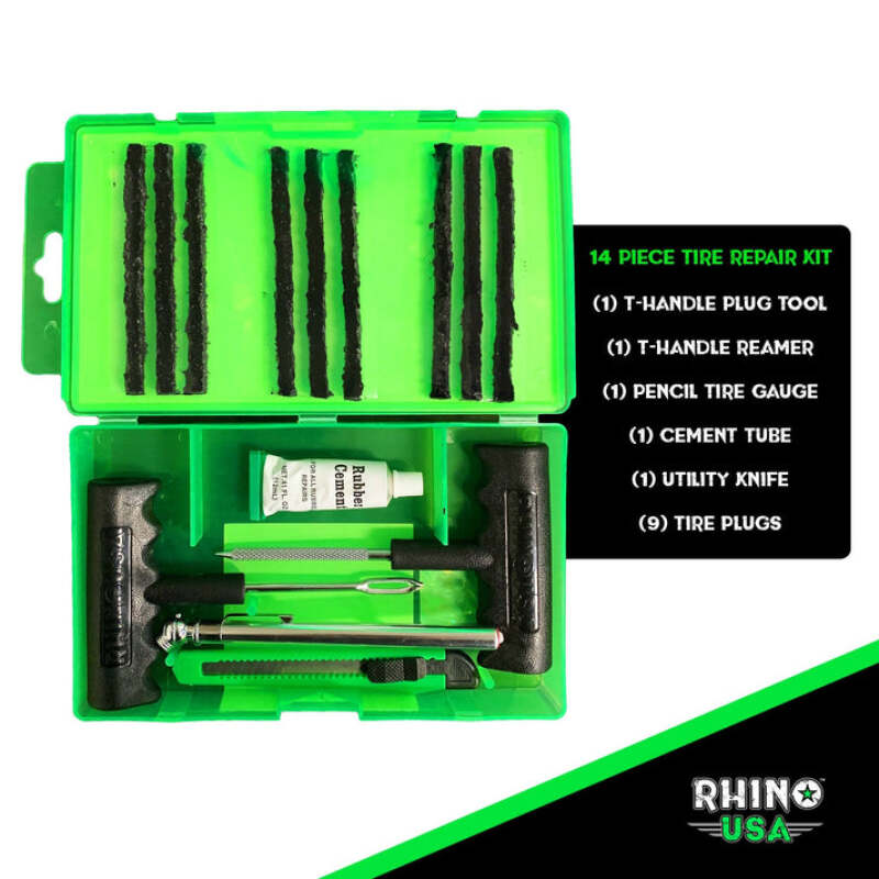 Rhino USA 14-Piece Compact Tire Repair Plug Kit RNO-PLUG-PACK for Tubeless Tires