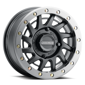 Raceline A12BG Squad 15x7 PowerSports Beadlock Wheel with Black Finish and Gunmetal Ring