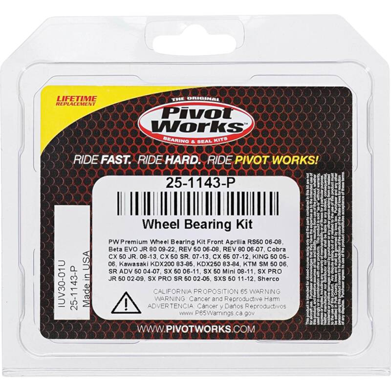 Pivot Works Premium Wheel Bearing Kit for Powersports Vehicles - Part Number 25-1143-P