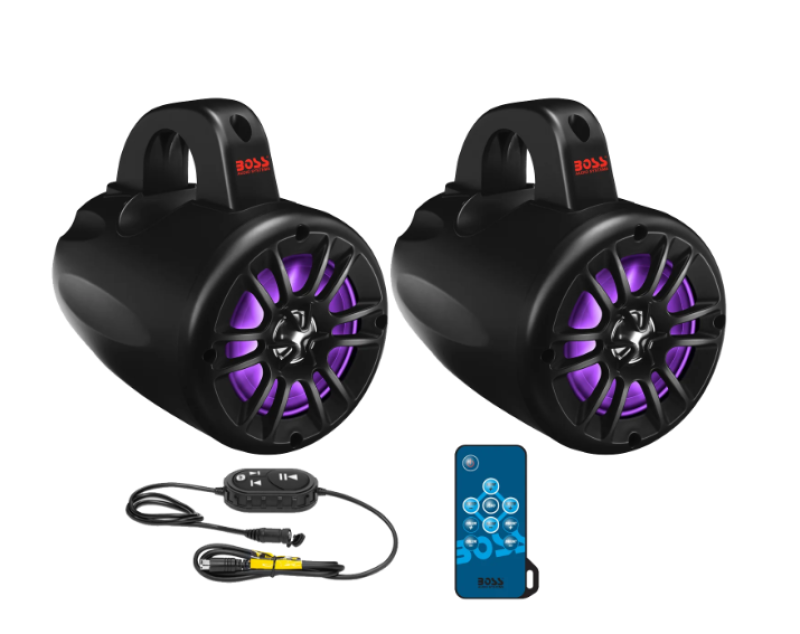 Boss Audio B40RGB Weatherproof 4-Inch Bluetooth Waketower Speakers for ATV, UTV, and Boats