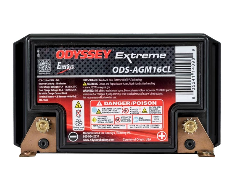 Odyssey Battery Powersport Extreme AGM Battery (Part Number: ODS-AGM16CL)