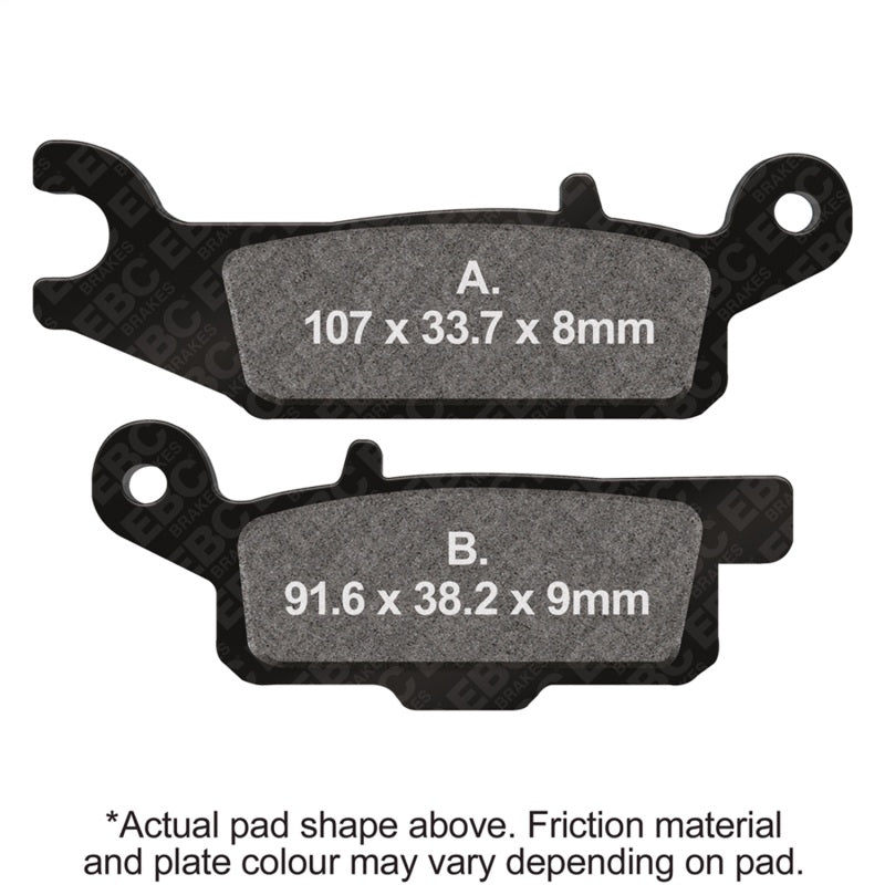 EBC Powersports R Series Sintered Brake Pads for Yamaha YFM 550 Grizzly FI (Rear Right)