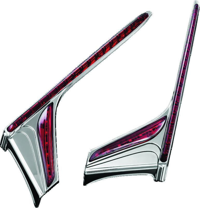 Kuryakyn LED Vertical Rear Light Strips for 2012-2017 Honda GL1800 and F6B Models with Chrome Red Lens