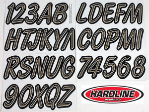 Hardline Boat Lettering Registration Kit 3 in. - Titan Grey and Black