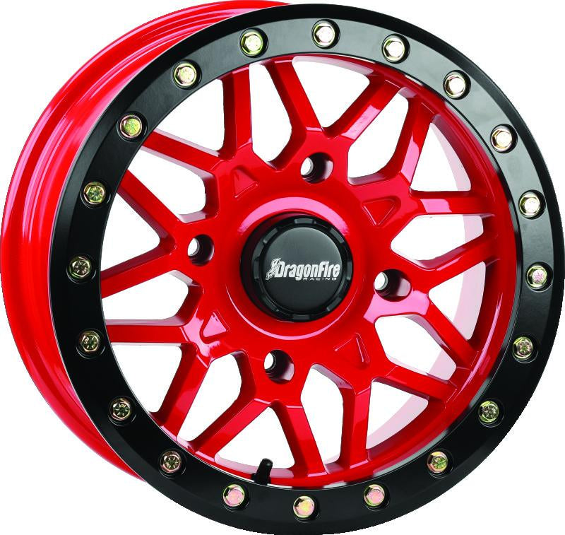 DragonFire Racing Typhon Wheel 15x7 Aluminum Off-Road Wheel with Black Finish and Forged Beadlock Ring