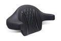 Mustang Motorcycle Deluxe Diamond Touring Wrap-Around Passenger Backrest for Harley CVO Road Glide (2023-2025) with Extended Arms and Sky Blue Stitching