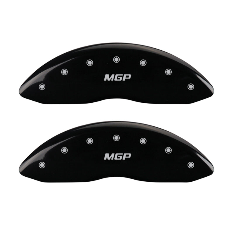 MGP Black Finish Aluminum Caliper Covers for GMC Savana 2009-2017 – Set of 4 with Engraved MGP Logo