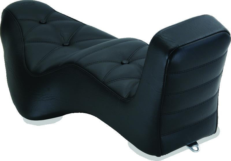 Mustang Motorcycle Driver Backrest for 2008-2021 Harley-Davidson Electra Glide and Road King - Black with Red Stitching
