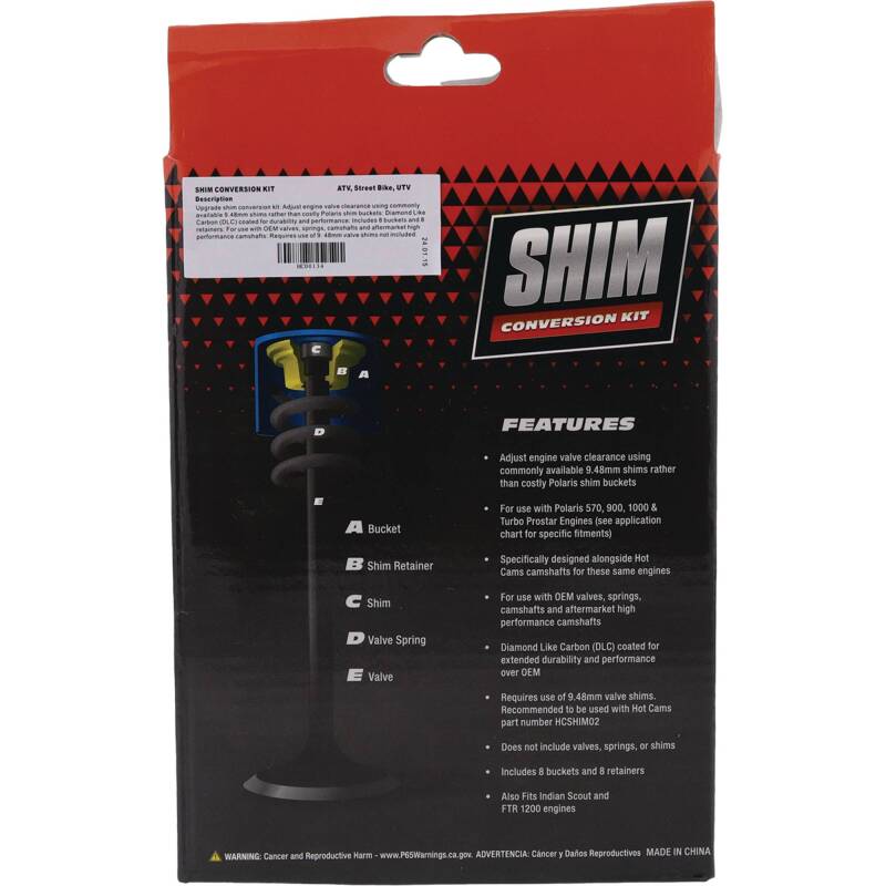Hot Cams HC00134 Shim Conversion Kit for Polaris 570, 900, 1000 & Turbo Prostar Engines