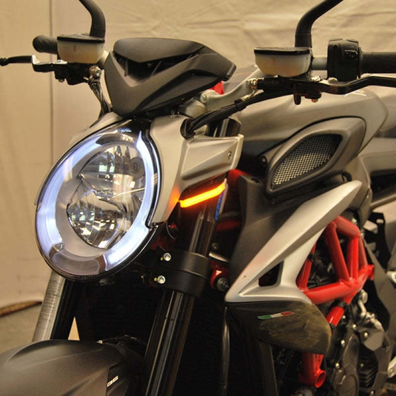 New Rage Cycles 17+ MV Agusta Brutale Front Turn Signals – Bright LED Replacement with Mirror Block Off Design