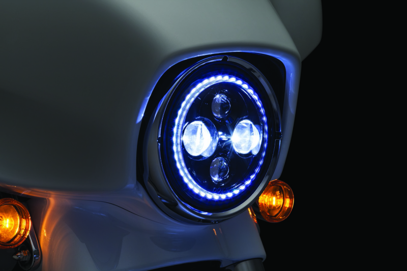 Kuryakyn Orbit Vision 7-Inch LED Headlight with White Halo Ring for Powersports Vehicles