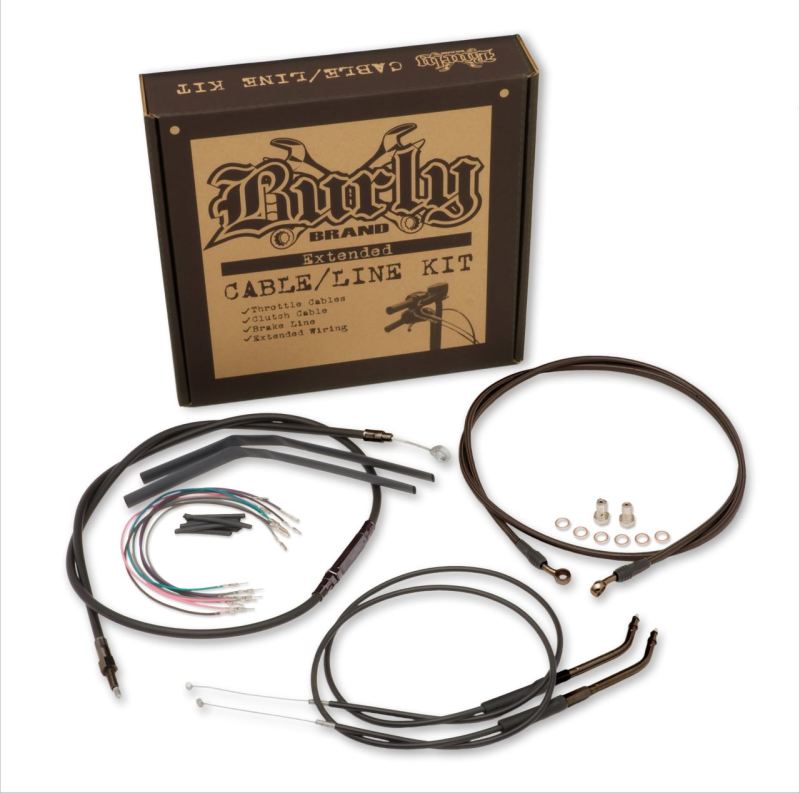 Burly Brand Control Kit 14in T-Bar - Black for Harley Davidson Dyna Models