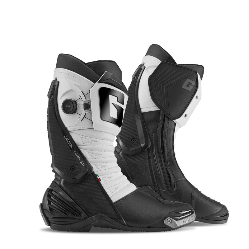 Gaerne GP1 LS Racing Boots Size 10 – Black and White Powersports Footwear with Advanced Support