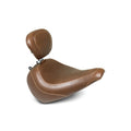 Mustang Motorcycle Wide Tripper Solo Seat with Driver Backrest for Harley Fat Boy 2018-2021 - Brown