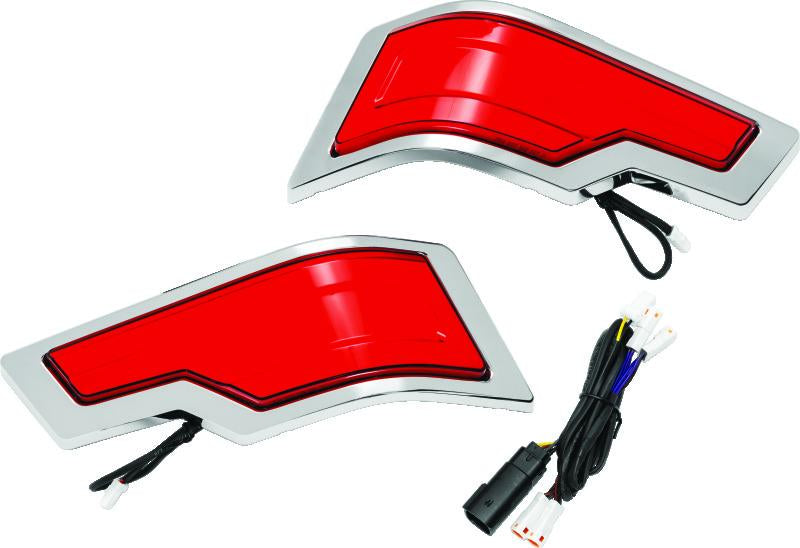 Kuryakyn Tracer Tour Pak Rear Lights Chrome Red Lens for Harley Davidson Touring Models