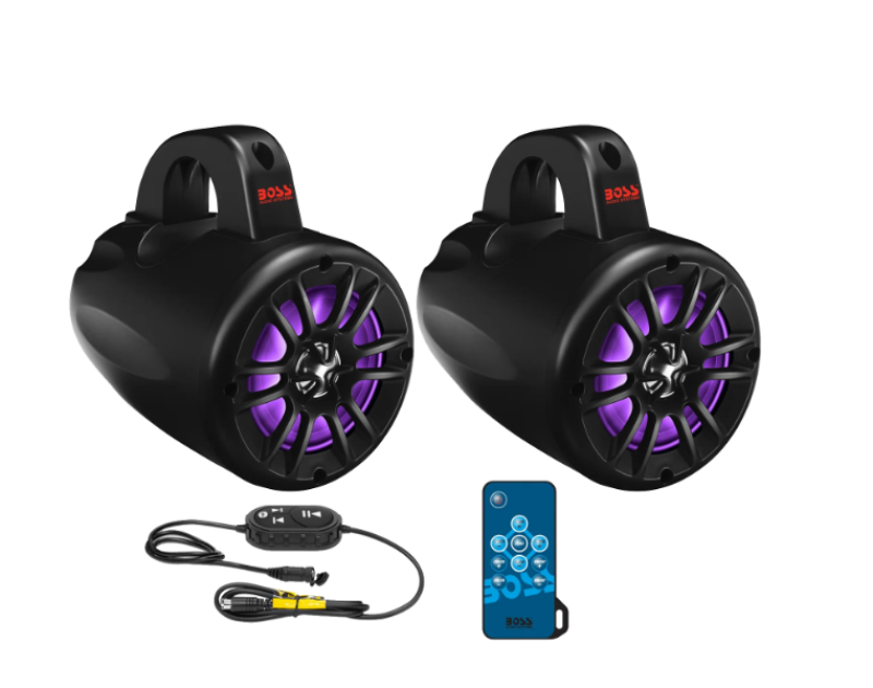 Boss Audio B40RGB Weatherproof 4-Inch Bluetooth Waketower Speakers for ATV, UTV, and Boats