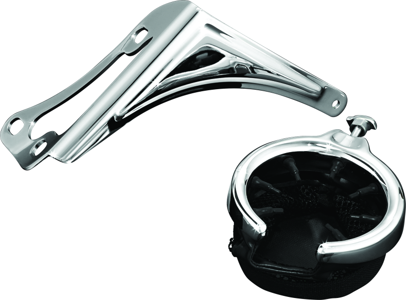 Kuryakyn Passenger Drink Holder with Basket for 1998-2013 Harley Touring Models - Right Side Chrome Part 1482
