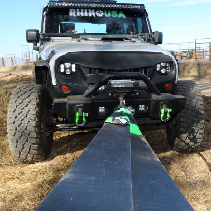 Rhino USA Recovery Tow Strap 4 Inch x 30 Feet – Heavy Duty Green Power Sports Tow Rope