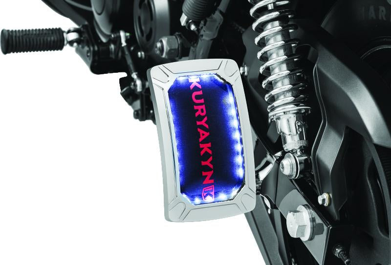 Kuryakyn Nova Curved Vertical Mount Side License Plate Holder with Chrome Finish