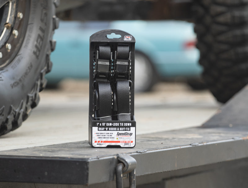 PRP Cam-Lock 1 in. x 10 ft. Tie Down with Snap 'S' Hooks and Soft Tie - Black | Part Number 13801-2