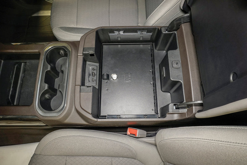 Tuffy Products Console Safe with Combo Lock for Chevrolet Silverado and GMC Sierra Flow-Thru Console (Black) - Part #356-01-A