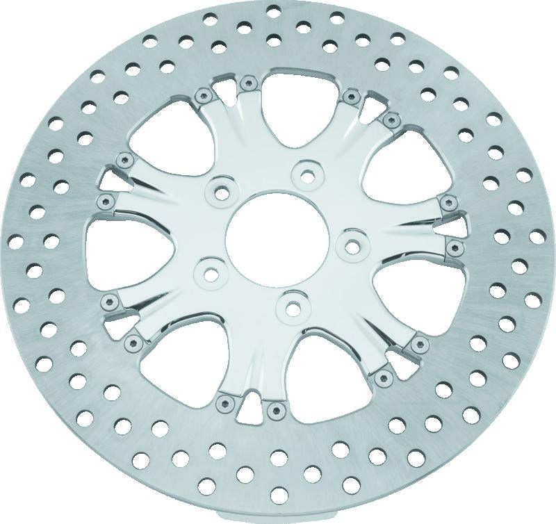 Performance Machine 11.5-inch Heathen Front Left Brake Disc for Harley Davidson - Chrome (Part #0133-1522HEAS-CH)