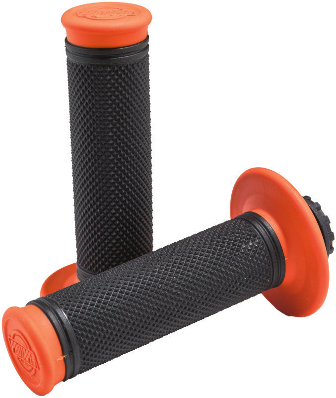 ProTaper Pro Series Clamp-On Full Diamond Orange and Black Hand Grips for Powersports