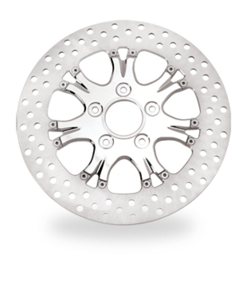 Performance Machine 11.5-inch Heathen Front Left Brake Disc for Harley Davidson - Chrome (Part #0133-1522HEAS-CH)