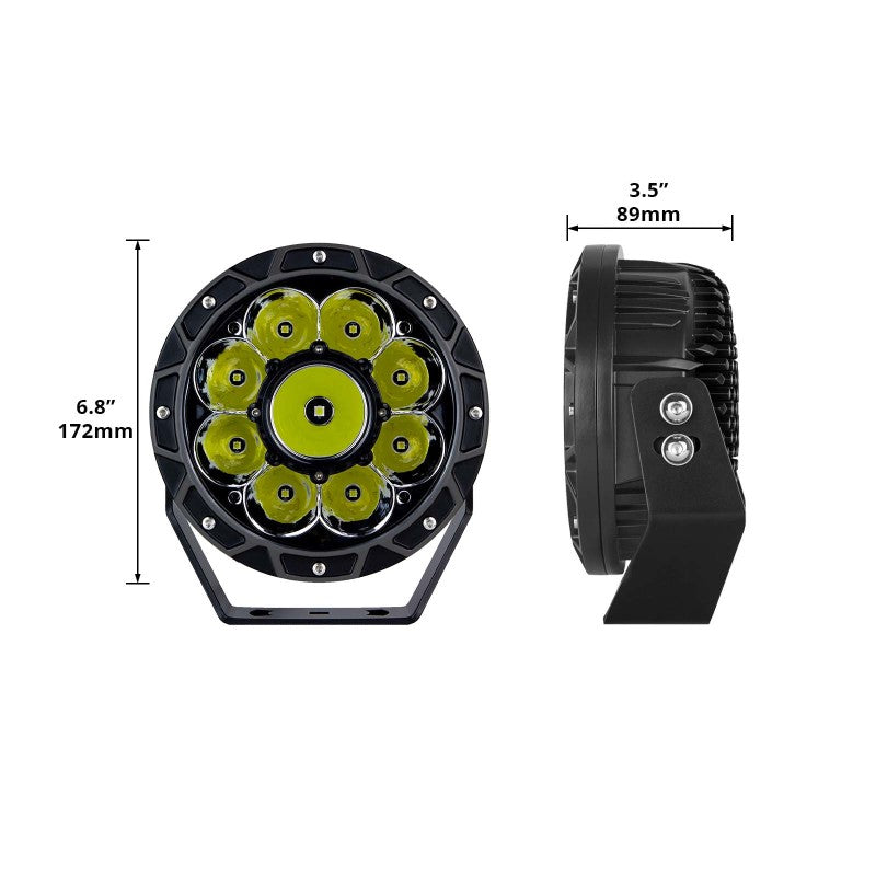 XKGLOW Combo Beam Offroad Round Work Light Kit 2-Pack – 7 Inch 44W Powersports Lighting