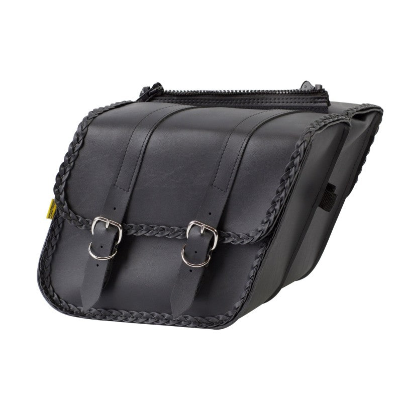Willie & Max Universal Braided Compact Slant Saddlebags - Black (Part #58707-20)