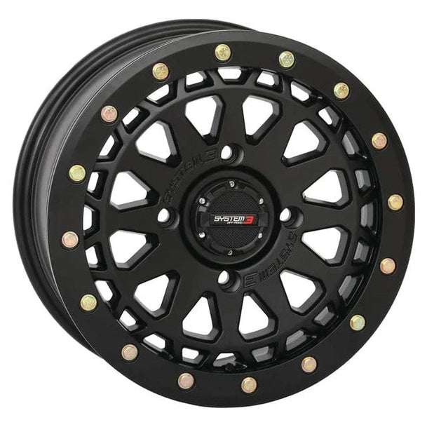 System 3 Matte Black SB-6 Beadlock & Maxxis Radial Roxxzilla Wheel & Tire Kit