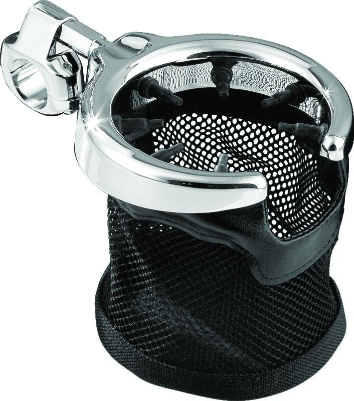 Kuryakyn Drink Holder with Mesh Basket 1 Inch Clamp Chrome for Powersports Vehicles