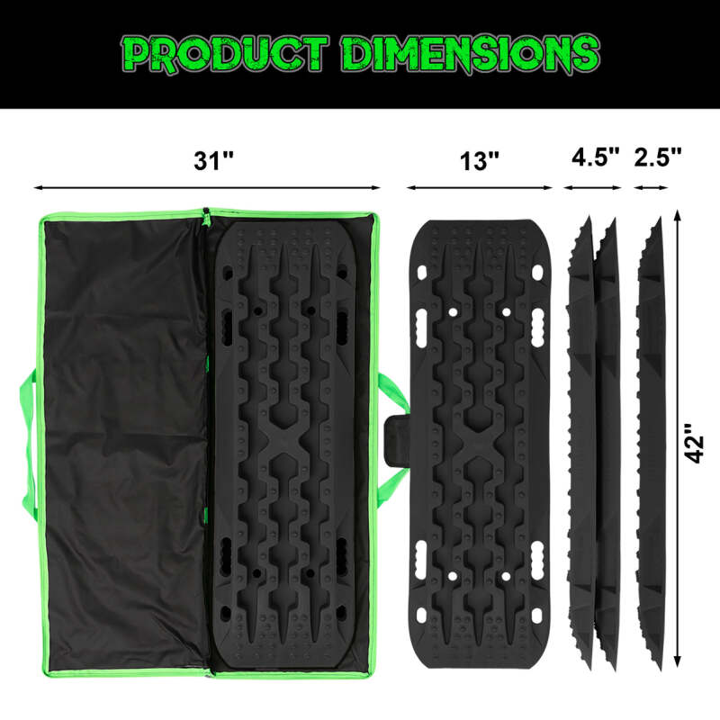 Rhino USA Recovery Traction Boards - Black (Pair) | Heavy-Duty Off-Road Tire Traction Solutions
