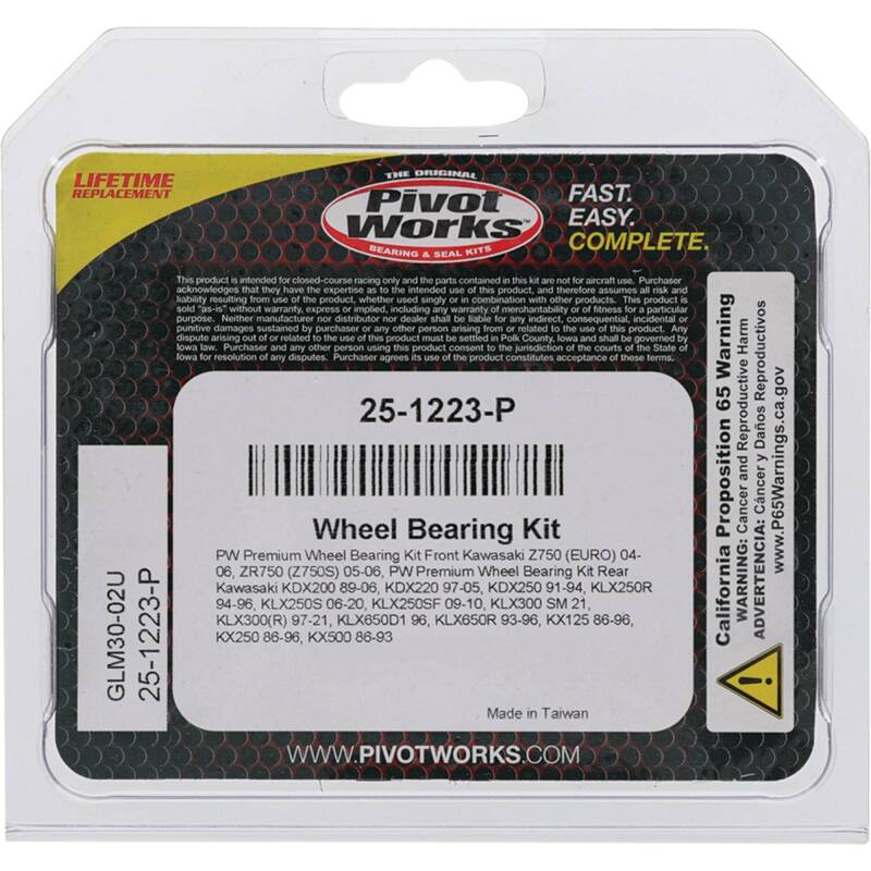 Pivot Works Premium Wheel Bearing Kit for Kawasaki KX and KDX Models