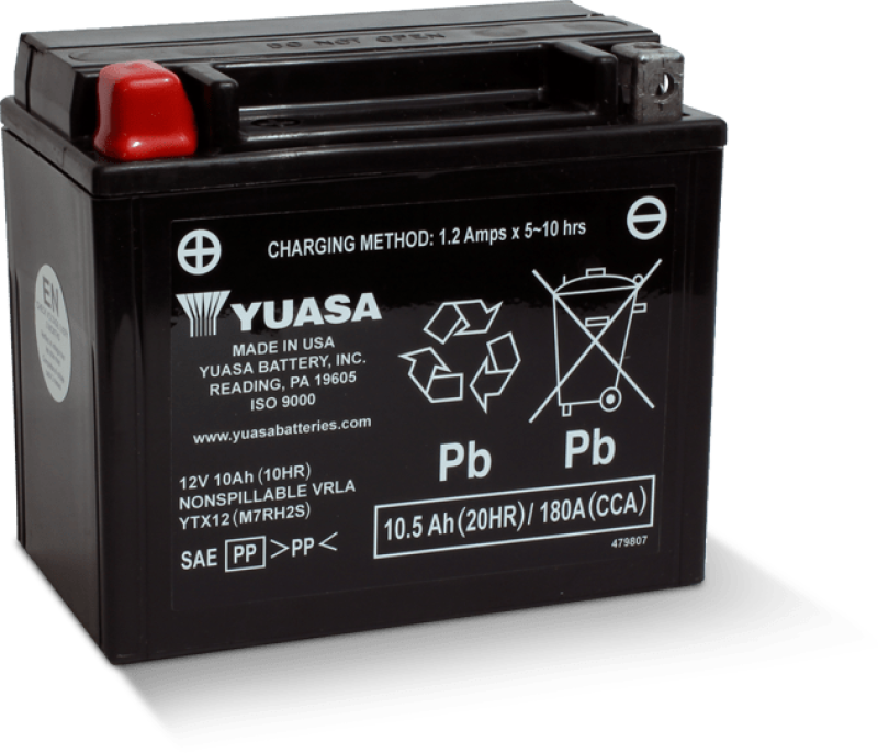 Yuasa YTX12 Maintenance Free AGM 12-Volt Powersports Battery