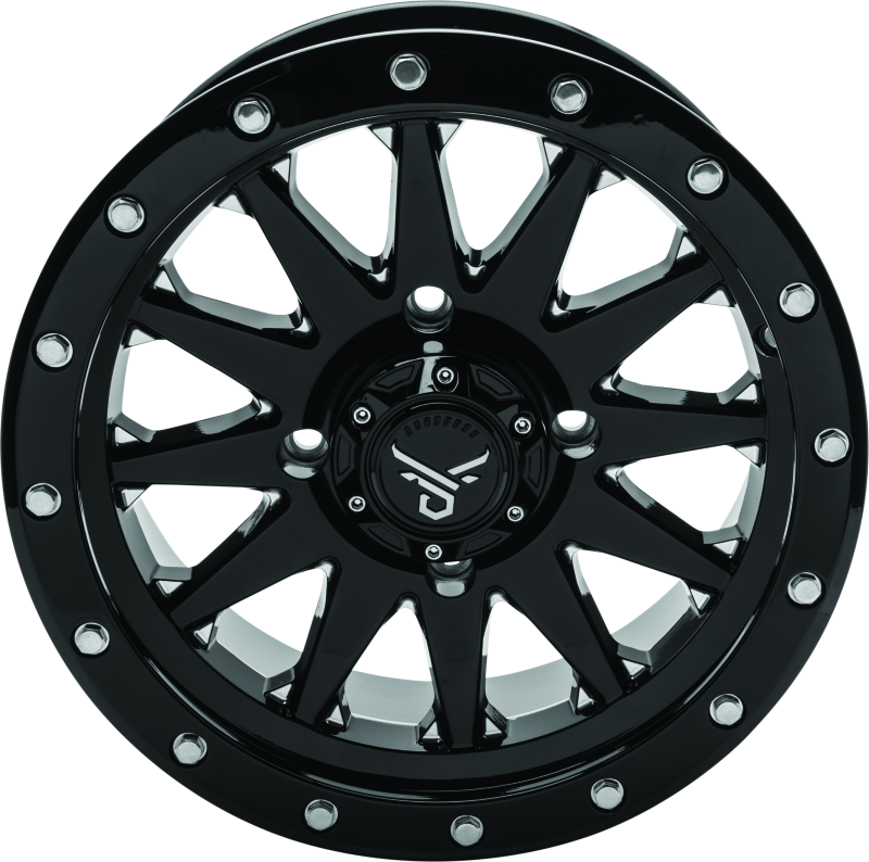 QuadBoss Wagon 14x7 Wheel with 5+2 Offset and 4x110 Bolt Pattern - Milled Black Finish