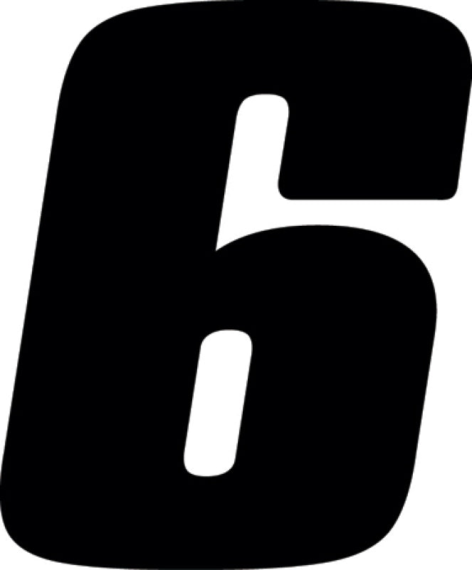 Hardline Dirt Digits 3-Pack 4-Inch High Gloss Number 6 - Black for Powersports Racing