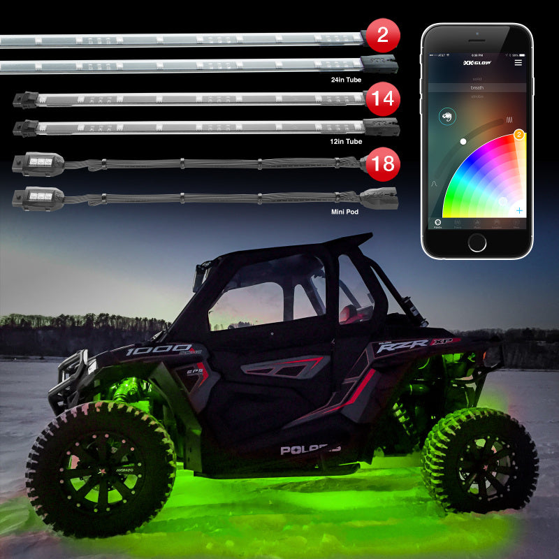 XKGLOW XK-UTV-ADV Offroad LED Lighting Kit with App Control and Million Color Options