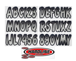 Hardline Boat Lettering Registration Kit 3-inch - Silver and Black for Marine Vessels