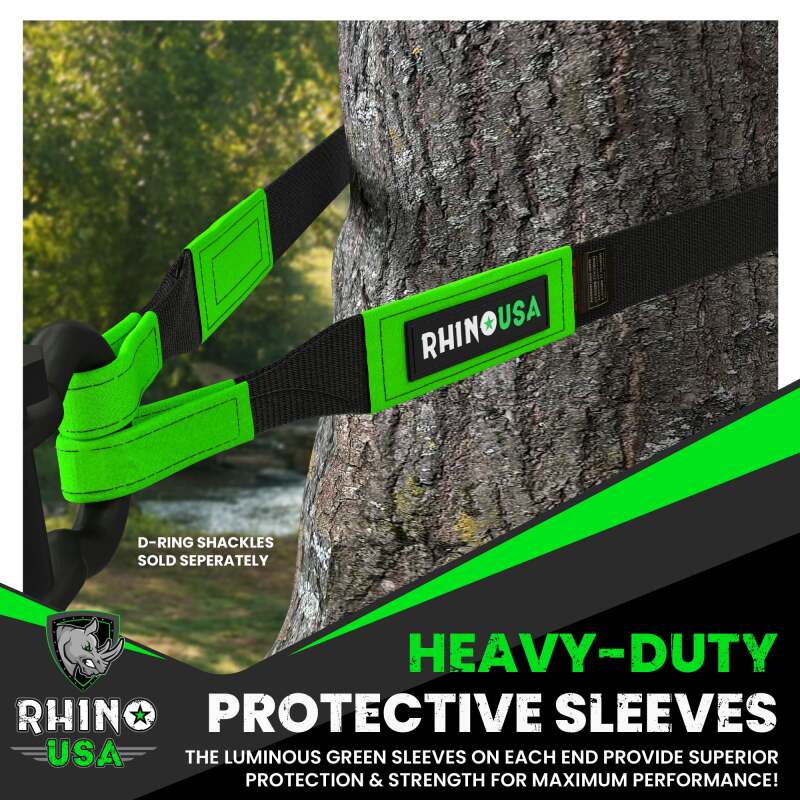 Rhino USA Recovery Tow Strap 3 in x 20 ft, Heavy-Duty Black Power Sports Tow Rope