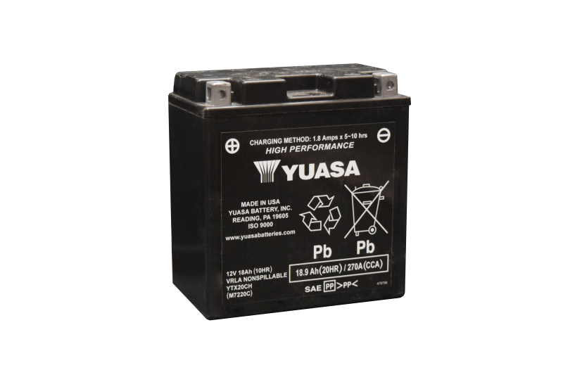 Yuasa YTX20CH Maintenance Free AGM Powersports Battery