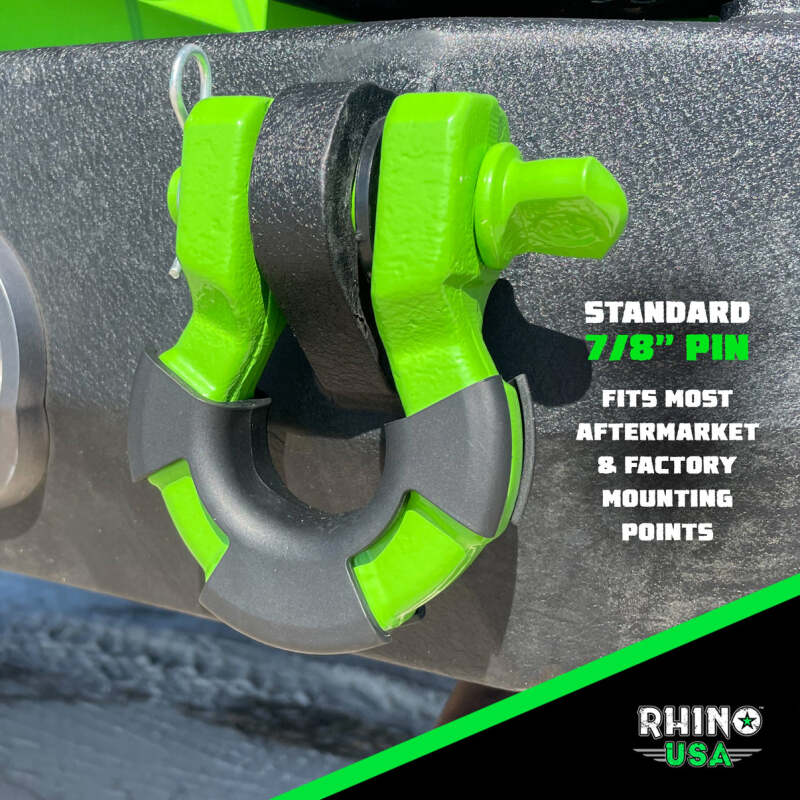 Rhino USA 8 Ton Super Shackle 2-Pack (Green) - Heavy-Duty Power Sports Shackles with 70,548 lbs Capacity