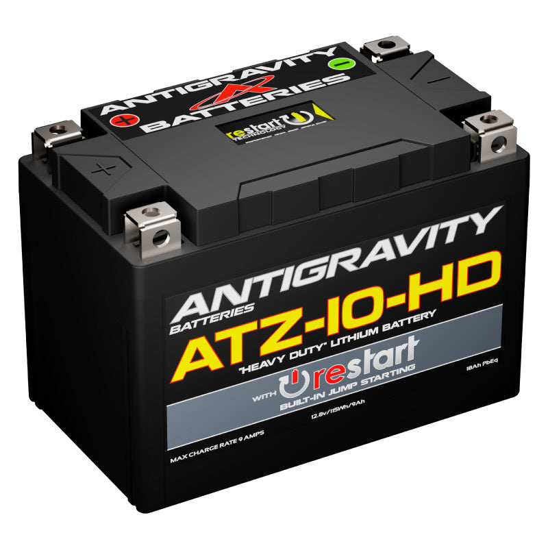 Antigravity Batteries YTZ10 High Power Lithium Battery with Re-Start Technology - Heavy Duty 9Ah Capacity for Powersports Vehicles