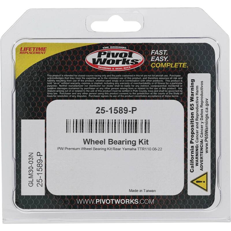 Pivot Works Premium Wheel Bearing Kit Part Number 25-1589-P for Powersports Vehicles