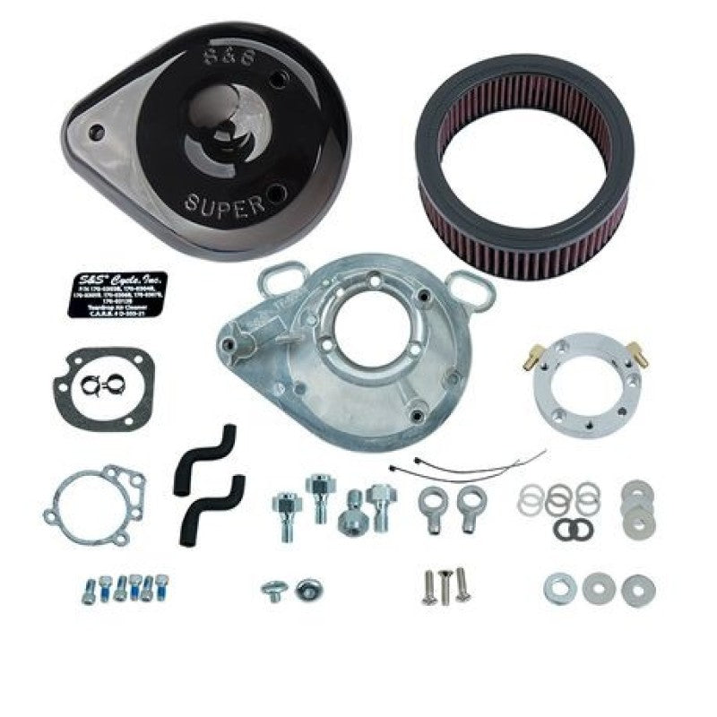 S&S Cycle 01-17 Stock EFI Big Twin Models Teardrop Air Cleaner Kit - Gloss Black