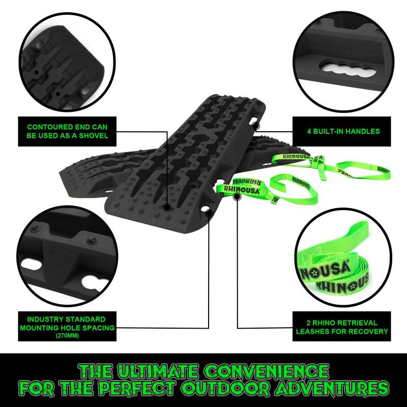 Rhino USA Recovery Traction Boards - Black (Pair) | Heavy-Duty Off-Road Tire Traction Solutions