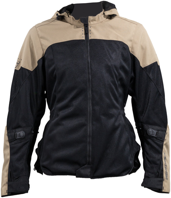 Speed and Strength Starstruck Mesh Motorcycle Jacket for Women – Trench Tan/Black, Size XS
