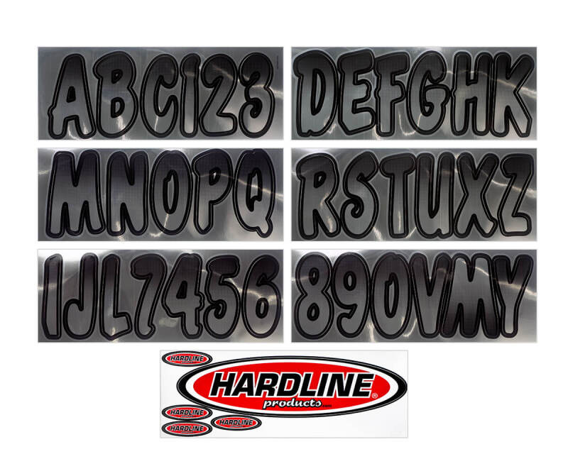 Hardline Boat Lettering Registration Kit 3 Inch - Chrome and Black for Marine Vehicles
